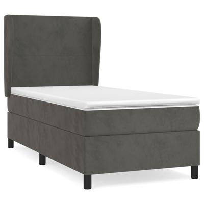 Boxspring met matras fluweel donkergrijs 80x200 cm - thumbnail