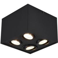 Moderne Mat Zwarte LED Plafondspot met Vier GU10 Fittingen - Aluminium - thumbnail