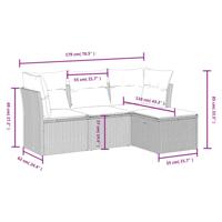 4-delige Loungeset met kussens poly rattan beige - thumbnail