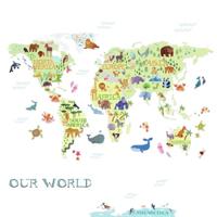 RoomMates muurstickers Kids World Map vinyl 33 stuks - thumbnail