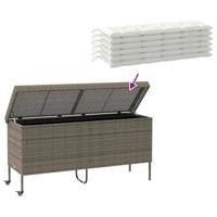 Tuinbox met wielen 160x55x75 cm poly rattan grijs - thumbnail