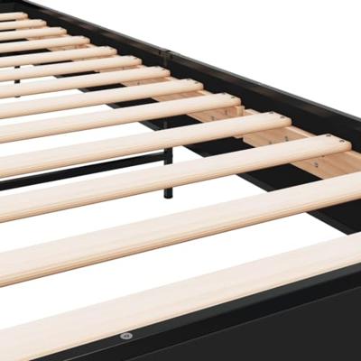 Bedframe bewerkt hout en metaal zwart 75x190 cm