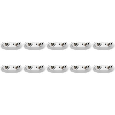 Kantelbare Dubbele Inbouwspot Wit Aluminium - GU10 - Set van 10