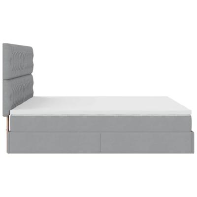 Ottoman bed met matrassen en LED's 200x200cm stof lichtgrijs
