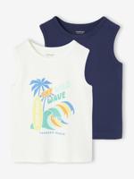 Set van 2 hemdjes voor jongens veel wit - thumbnail