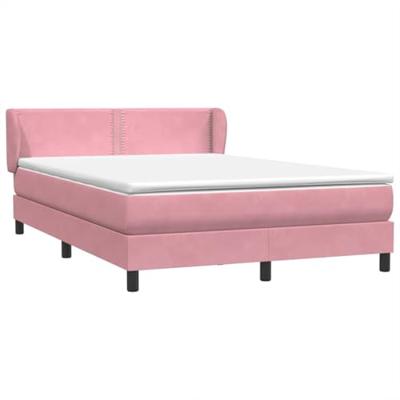 Boxspring met matras fluweel roze 160x220 cm