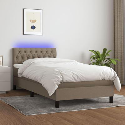 Boxspring met matras en LED stof taupe 80x200 cm