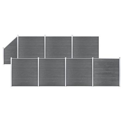 Schuttingset 7 vierkant en 1 schuin 1311x186 cm HKC grijs