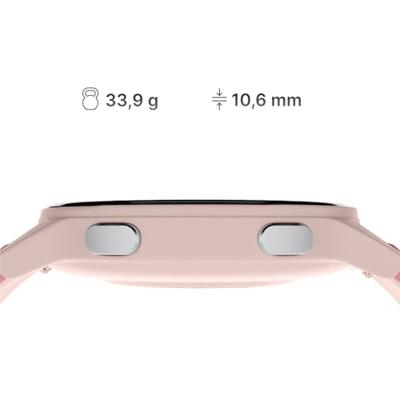 Forever IGO Watch 4 Smartwatch voor dames, AMOLED Touch Rond Horloge, Slaapmonitor, Sport, Fitness, SMS, Bluetooth, IP67 waterdicht, wit/roze, 2 riemen, modieuze smartwatch voor dames