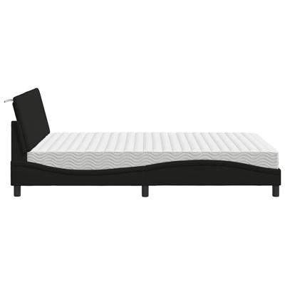 Bed met matras "Hanko" stof zwart 140x190 cm