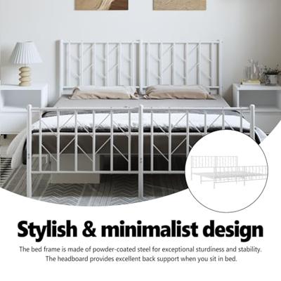 Bedframe met hoofd- en voeteneinde metaal wit 193x203 cm Bedframe met hoofd- en voeteneinde metaal wit 193x203 cm