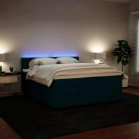 Boxspring met matras fluweel blauw 180x200 cm - thumbnail