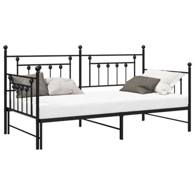 Bedframe voor een daybed met hoofdeinde Zwart 90 x 200 cm Staal