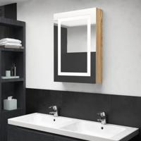 Badkamerkast met spiegel en LED 50x13x70 cm eikenkleurig - thumbnail