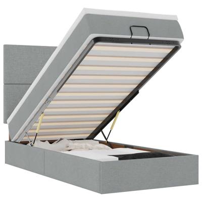 Ottoman bed met matras 120x190 cm stof lichtgrijs - thumbnail