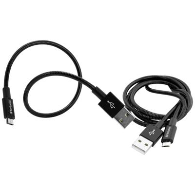 Verbatim 48875 USB-kabel USB 3.2 Gen1 (USB 3.0 / USB 3.1 Gen1) USB-micro-A stekker, USB-A stekker 1.00 m Zwart