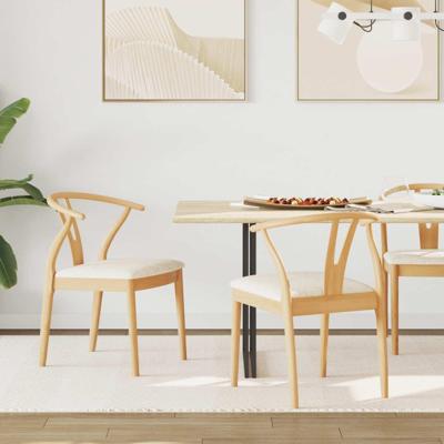 Eetkamerstoel 2 pcs Natuurlijk en Licht Massief Rubberhout