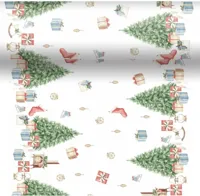 Duni dunicel 3-in-1 tafelloper tree and gift 40x480cm wit, groen - thumbnail