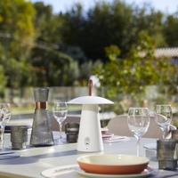 Lampada da tavolo senza fili - LUMISKY - FUNGY - H29 cm - Alluminio - Manico in pelle - LED bianco caldo - thumbnail