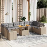 11-delige Tuinset met kussens poly rattan beige - thumbnail