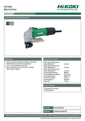 Hikoki CE16SA UAZ PLATENSCHAAR - CE16SAUAZ