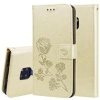 Rose reliëf horizontale Flip PU lederen draagtas voor Huawei mate 20 met houder & kaartsleuven & portemonnee (goud) - thumbnail