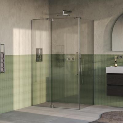 BRAUER Stellar douchecabine met draaideur helder glas 120x80x200 omkeerbaar incl. glascoating PVD RVS-kleurig geborsteld BRAUER Stellar douchecabine met draaideur helder glas 120x80x200 omkeerbaar incl. glascoating PVD RVS-kleurig geborsteld