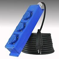 Verdeeldoos blauw 3x schuko 16A 250V 25 meter kabel 3x2.5mm² Keraf