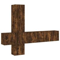 5-delige Tv-wandmeubelset bewerkt hout gerookt eikenkleurig - thumbnail