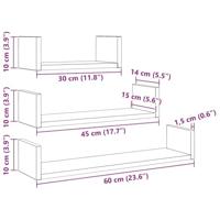 Wandschappen 3 st bewerkt hout zwart eiken - thumbnail