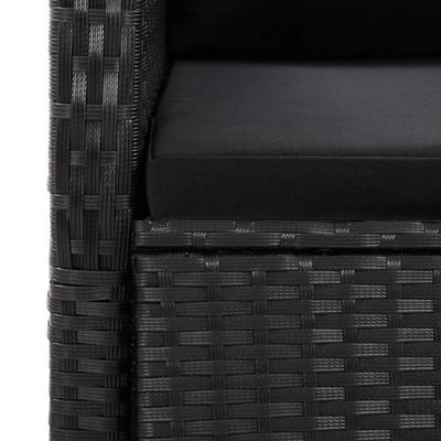7-delige Tuinset met kussens poly rattan zwart - thumbnail