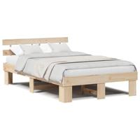 Bedframe met hoofdeinde Bruin 140 x 190 cm Massief grenenhout - thumbnail
