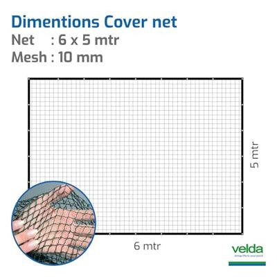 Velda Afdeknet voor Vijvers 6x5m - Extra Sterk en Fijnmazig, Duurzaam met Bevestigingsringen - thumbnail