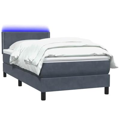 Boxspring met matras en LED fluweel donkergrijs 90x220 cm