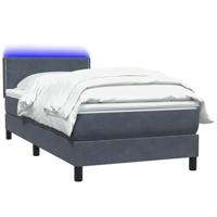 Boxspring met matras en LED fluweel donkergrijs 90x220 cm - thumbnail