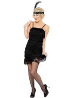 Zwarte Fringe flapper verkleedkleding elite - thumbnail