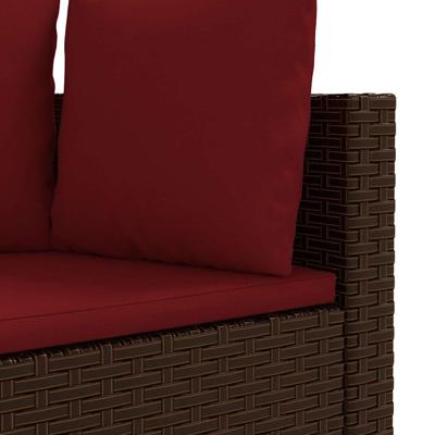5-delige Loungeset met kussens poly rattan bruin
