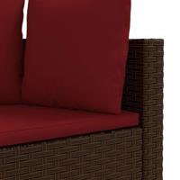 5-delige Loungeset met kussens poly rattan bruin - thumbnail
