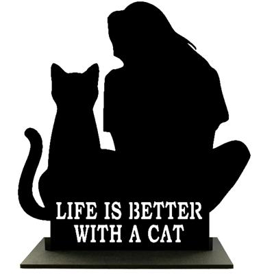 Houten Standaard - Vrouw met Kat - Pillow Buddies