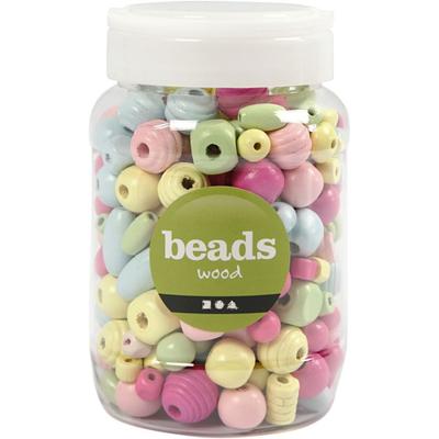 Creativ Company Https://www.cchobby.nl/houten-kralen-d-10-15-mm-gatgrootte-3-5-mm-lichtblauw-lichtgroen-lichtrood-lichtgeel-400-ml-1-emmer
