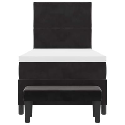 Boxspring Bed met Matras & Bank Zwart 100x200 cm Fluweel