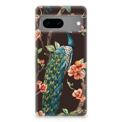 Google Pixel 7 | TPU Hoesje | Pauw met Bloemen Google Pixel 7 | TPU Hoesje | Pauw met Bloemen