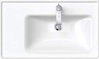 Wastafel Duravit D-Neo Rand Overloop Kraanvlak 1 Kraangat 80 cm Hoogglans Wit Rechts Duravit - thumbnail