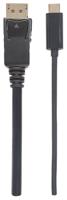 Manhattan 152471 USB-C-displaykabel USB-C / DisplayPort Adapterkabel USB-C stekker, DisplayPort-stekker 1.00 m Zwart Slimline - thumbnail