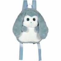 Fluffy Bag - GIPSY TOYS - Pluche rugzak - Blauw-wit konijn 30 cm - thumbnail