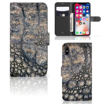 Apple iPhone Xs Max | Telefoonhoesje | Met pasjeshouder | Krokodillenprint