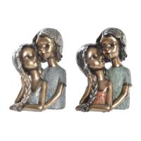 Decoratieve figuren DKD Home Decor 19 x 15 x 28 cm Rood Gouden Turkoois Kinderen (2 Stuks) - thumbnail