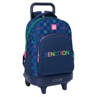Schoolrugzak met Wielen Benetton Damero Marineblauw 33 x 45 x 22 cm - thumbnail