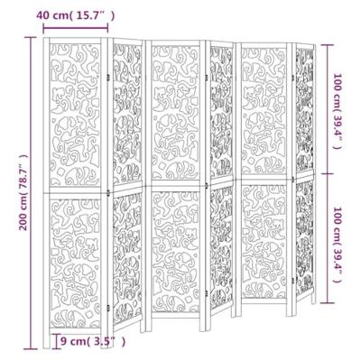 Kamerscherm met 6 panelen massief paulowniahout wit