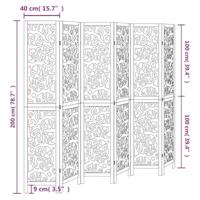 Kamerscherm met 6 panelen massief paulowniahout wit - thumbnail